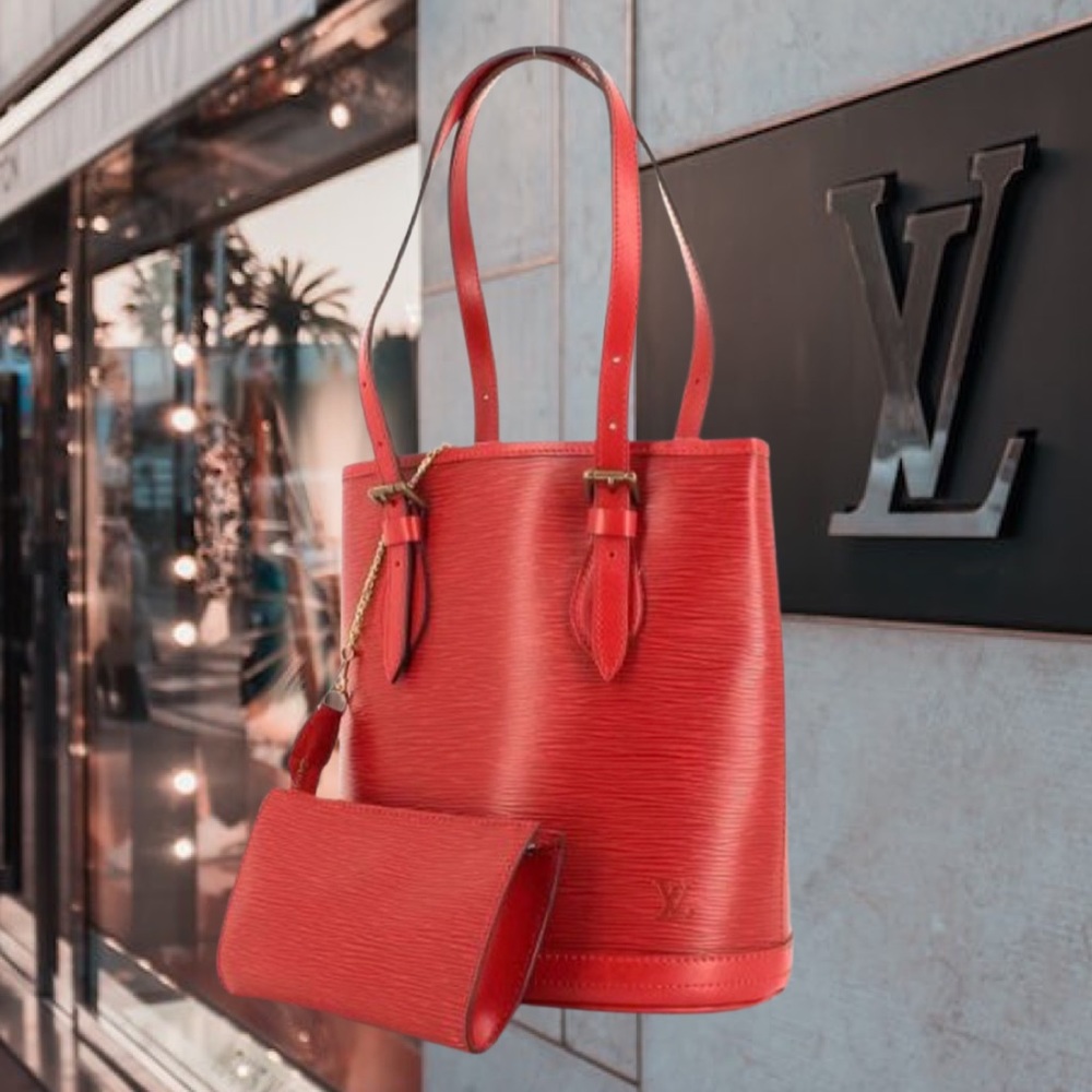 Louis Vuitton Vintage Epi Petit Bucket Bag w/ Pouch PM 2008